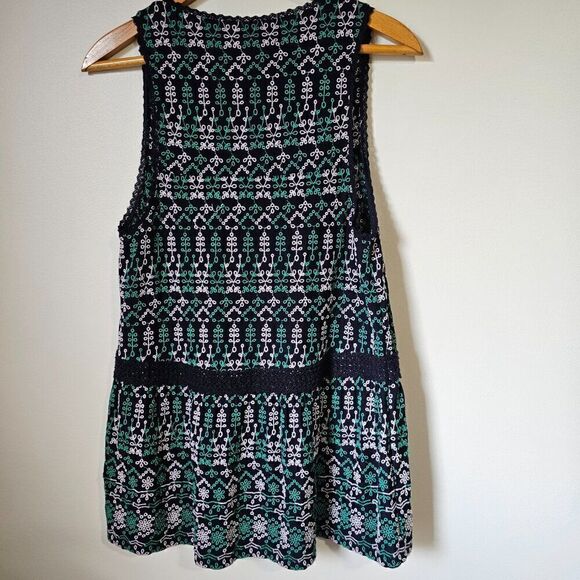 EUC MAEVE BY ANTHROPOLOGIE EMBROIDERED PATTERNED V NECK TIERED LACED TANK TOP M - Picture 2 of 15
